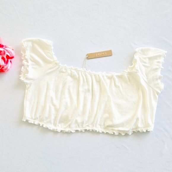 🏷️SKIMS Kim Kardashian Women's 4X Marble Pointelle Logo Crop Top - Picture 1 of 6